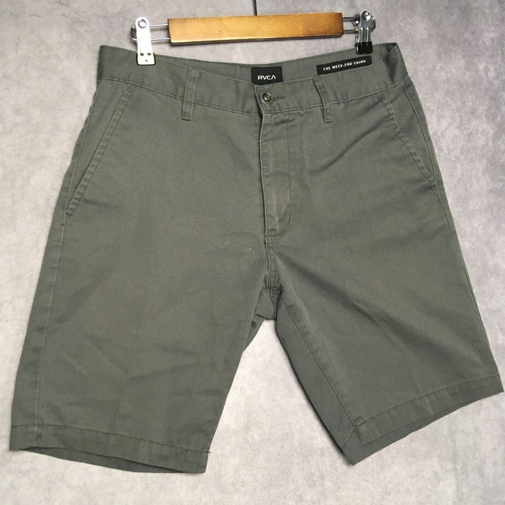 RVCA Mens The Weekend Chino Shorts size‎ 30 Gray Flat Front Poly Cotton